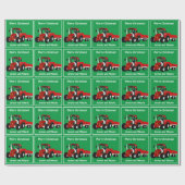 おもしろいレッドトラクター&トレーラー ラッピングペーパー (フラット)