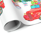 おもしろいレッドトラック雪だるま、ドッグクリスマス ラッピングペーパー (ロールコーナー)