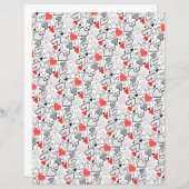 おもしろいレッドブラックドードルハートホワイトスクラップブック紙 (正面/裏面)