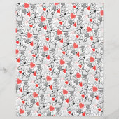 おもしろいレッドブラックドードルハートホワイトスクラップブック紙 (正面)