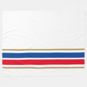 おもしろいレッドブルーボトムエッジレーシングストライプズオンホワイト フリースブランケット (正面(横))