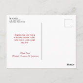 おもしろいレッドボーブル&スノーフレーク3フォトホリデー ポストカード (裏面)