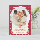おもしろいレッドメリークリスマススノーグローブフォトカード 招待状 (スタンド正面)