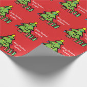 おもしろいレッドメリークリスマスツリープレゼントオーナメント ラッピングペーパー (角)