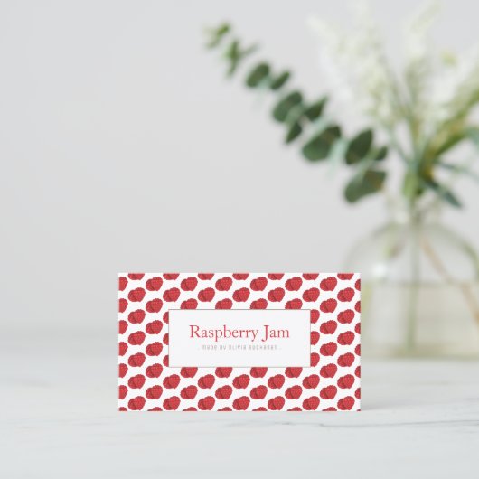 おもしろいレッドリアリスティックRaspberryパターン名刺 名刺 (スタンド正面)