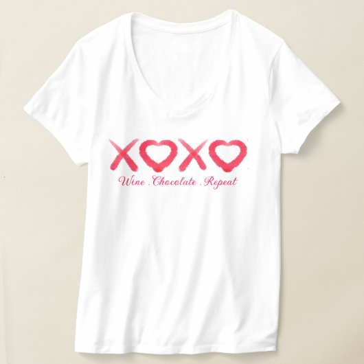 おもしろいレッド動揺してXOXO愛キスワインチョコレート Tシャツ (レイダウン)
