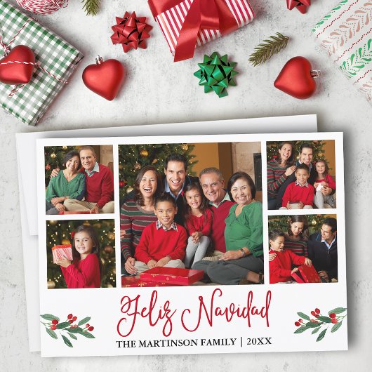 おもしろいレッド書道5写真Feliz Navidad シーズンカード