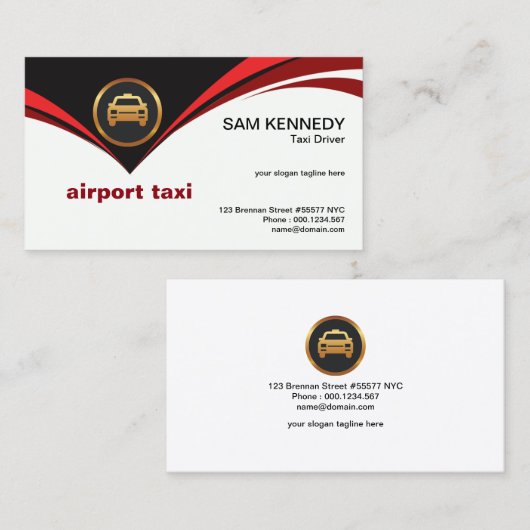 おもしろいレッド飛んでいるケープ空港タクシーサービス 名刺 (正面/裏面)