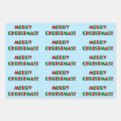 おもしろいレッド&グリーンアールデコスタイル「メリークリスマス!」 ラッピングペーパーシート (正面3)