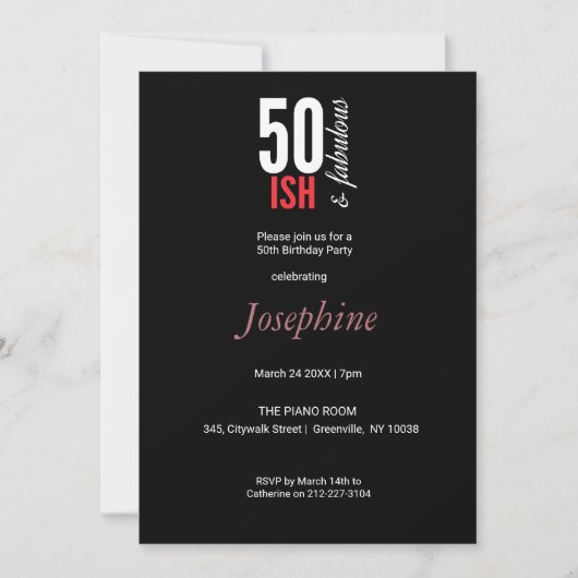 おもしろいレッド&ブラック50何と素晴らしい 招待状 (正面)