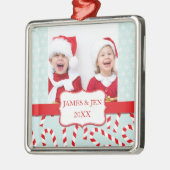 おもしろいレッド・ブルー・メリークリスマスフォトオーナメント メタルオーナメント (左)