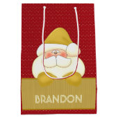 おもしろいレッド&金ゴールドサンタをテーマにした ミディアムペーパーバッグ (裏面)