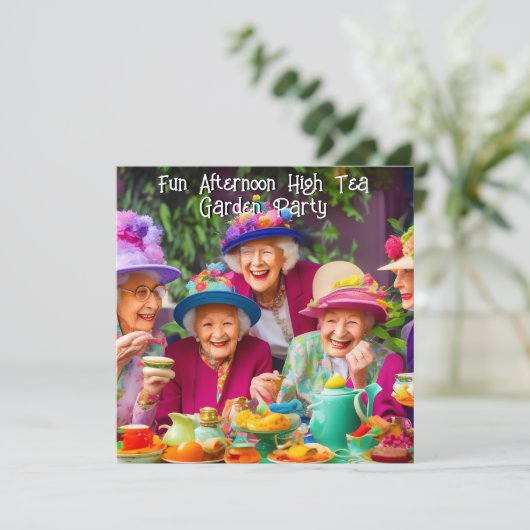おもしろいレディースアフタヌーンハイティーガーデンパーティー2 招待状 (スタンド正面)