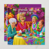 おもしろいレディースアフタヌーンハイティーガーデンパーティー3 招待状 (正面/裏面)