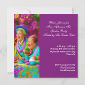 おもしろいレディースアフタヌーンハイティーガーデンパーティー3 招待状 (裏面)