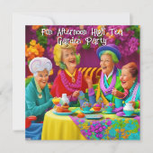おもしろいレディースアフタヌーンハイティーガーデンパーティー3 招待状 (正面)