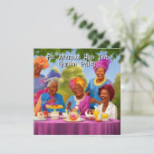 おもしろいレディースアフタヌーンハイティーガーデンパーティー 招待状 (スタンド正面)