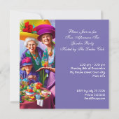 おもしろいレディースアフタヌーンハイティーガーデンパーティー 招待状 (裏面)