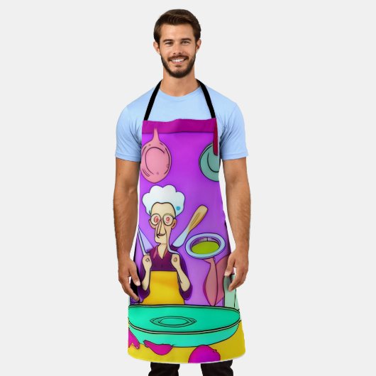 おもしろいレディース・イン・ザ・キッチン エプロン (着用した状態)