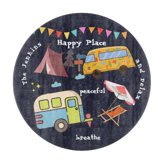 おもしろいレトロなキャンプ場。編集可能な語句 カッティングボード (正面)