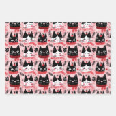 おもしろいレトロのクリスマスキャッツon Pink ラッピングペーパーシート (正面2)