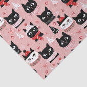 おもしろいレトロのクリスマスキャッツon Pink 薄葉紙 (詳細)