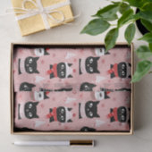 おもしろいレトロのクリスマスキャッツon Pink 薄葉紙 (ギフト)