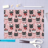おもしろいレトロのクリスマスキャッツon Pink 薄葉紙 (クラフト)