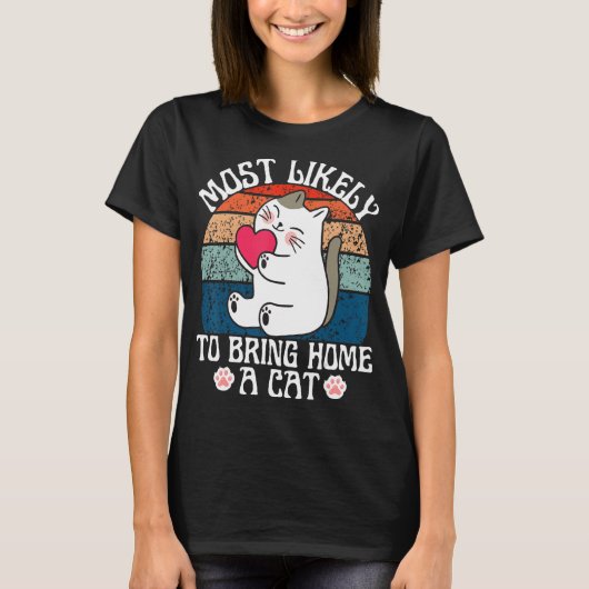おもしろいレトロは猫を家に持ち帰りそうだ Tシャツ (正面)