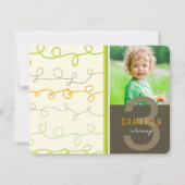 おもしろいレトロアートスクライブラスライン子供の誕生日写真 招待状 (正面)