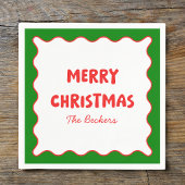 おもしろいレトロウェーブレッドとグリーンカスタムシッククリスマス スタンダードカクテルナプキン