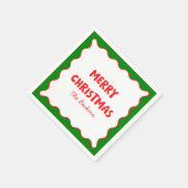 おもしろいレトロウェーブレッドとグリーンカスタムシッククリスマス スタンダードカクテルナプキン (角)