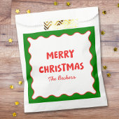 おもしろいレトロウェーブレッドとグリーンカスタムシッククリスマス フェイバーバッグ