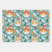 おもしろいレトロオレンジキャッツクリスマス ラッピングペーパーシート (正面)