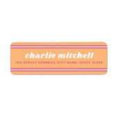 おもしろいレトロオレンジラズベリーピンク差出人住所 ラベル (正面)