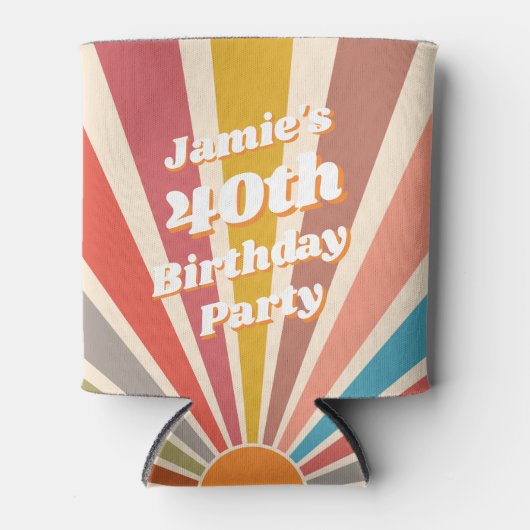 おもしろいレトロカスタム40th誕生日ヴィンテージ写真 缶クーラー (正面)