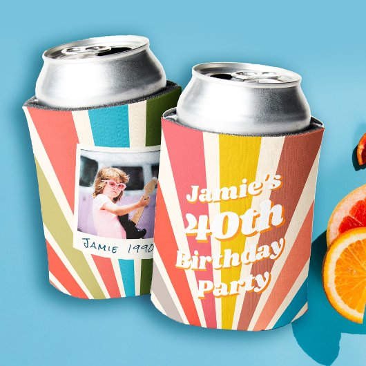 おもしろいレトロカスタム40th誕生日ヴィンテージ写真 缶クーラー
