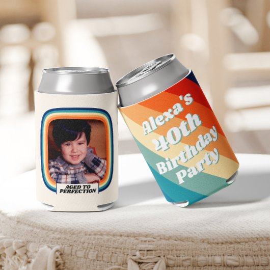 おもしろいレトロカスタム40th誕生日ヴィンテージ写真 缶クーラー