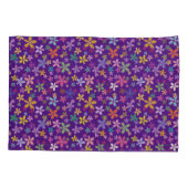 おもしろいレトロカラフルイラストレーションフローラルパターン 枕カバー (裏面)