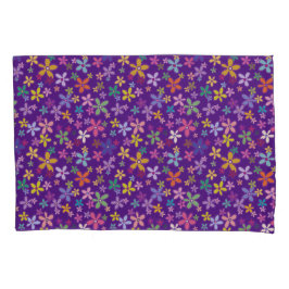 おもしろいレトロカラフルイラストレーションフローラルパターン 枕カバー