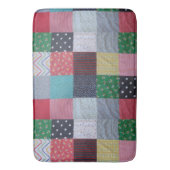 おもしろいレトロカラフルファブリックコテージパッチワーク バスマット (正面縦)