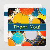 おもしろいレトロカラフル幾何学抽象芸術 サンキューカード (正面/裏面)
