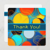 おもしろいレトロカラフル抽象芸術のパーソナライズ サンキューカード (正面/裏面)