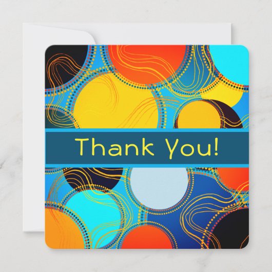おもしろいレトロカラフル抽象芸術のパーソナライズ サンキューカード (正面)