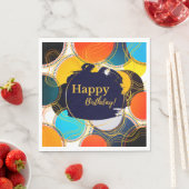 おもしろいレトロカラフル抽象芸術ハッピーバースデーパーティー スタンダードランチョンナプキン (インサイチュ)
