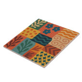 おもしろいレトロガーデンコラージュ模様モチーフ タイル (側面)