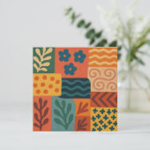 おもしろいレトロガーデンコラージュ模様モチーフ 招待状 (スタンド正面)