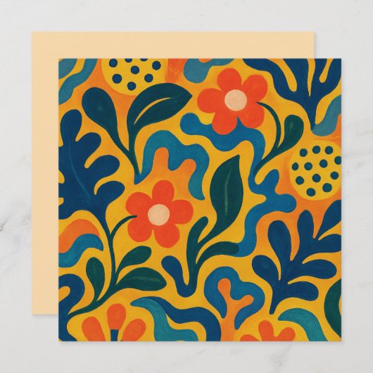 おもしろいレトロガーデンコラージュ模様モチーフ 招待状 (正面/裏面)