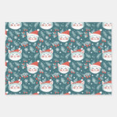 おもしろいレトロクリスマスキャッツ ラッピングペーパーシート (正面3)