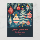 おもしろいレトロクリスマスツリーオーナメント シーズンポストカード (正面)